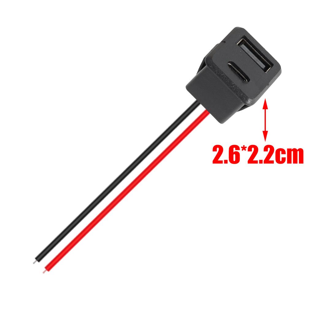 Czarny Podwójna Warstwa Gniazdo USB Typu C Żeńskie Lampa USB Gniazdo Zasilania Żeńskie ze Złączem Kablowym Akcesoria Samochodowe 1-10 szt.