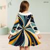 Meisjes Jurk met Hoge Hals, Lange Mouwen, Geprint Patchwork, A-lijn, Uitlopend, met Bontrand