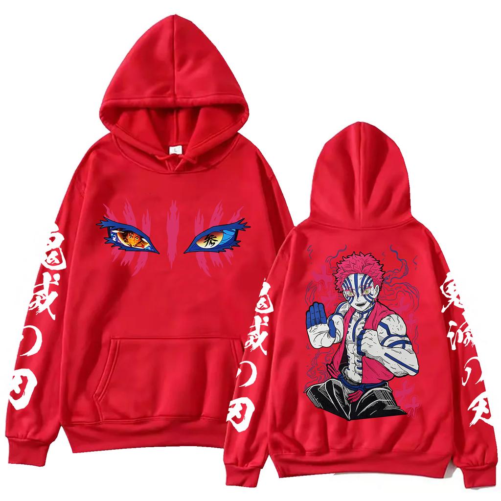 Anime Demon Slayer Infinity Castle Akaza Hoodie Men Women Harajuku Pullover Hoodie Y2k Clothes Tops