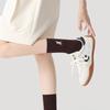 Renaissance Women's College Style Mid-Calf Socks, Solid Color with Panda Embroidery, Thin and Breathable for Spring and Autumn
