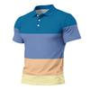 Mens Loose Fit Casual Striped Print Short Sleeve Polo Shirt with Turn Down Collar Soft Breathable Fabric for Everyday Wear