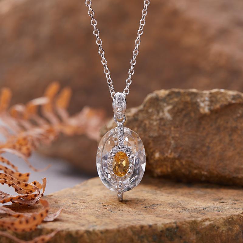 S925 Sterling Silver Natural Tanzanite White Crystal Colored Treasure Necklace Women'S Niche Design High-End Pendant