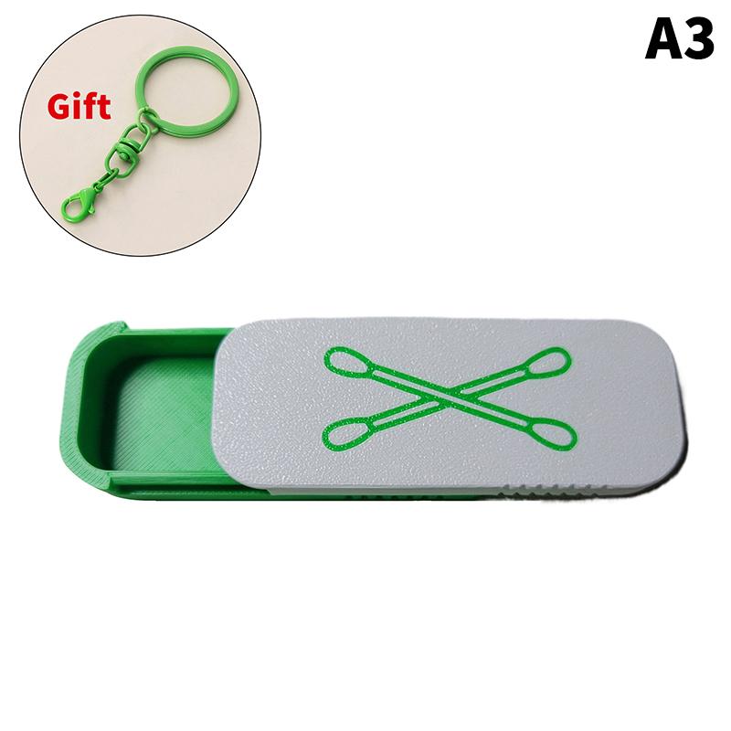 Mini Sliding Cotton Swab Storage Box With Keychain Portable Swab Case For Travel And Daily Use Dust-Proof Keeps Clean!