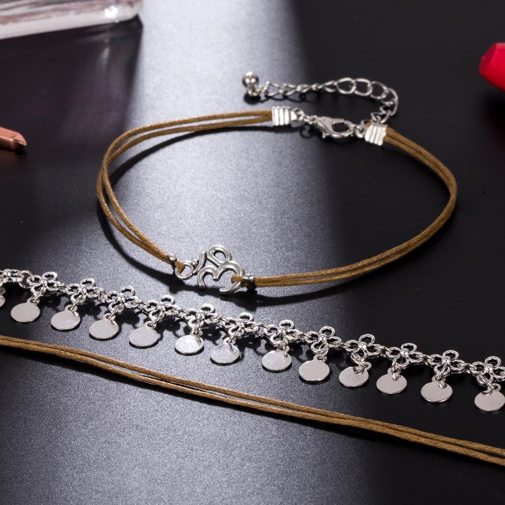 2024 3 Pcs Multi-Layer Anklet Set Handmade Round Pendant Beach Ankle Chain for Women Jewelry Party Gift