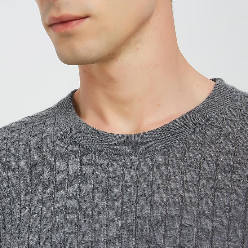 Hengyuanxiang Men's Pure Cashmere Round Neck Thin Sweater