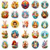 50Pcs Easter Stickers - Cute Bunny Egg Decals for DIY Party Decor (4.8x5.1cm)
