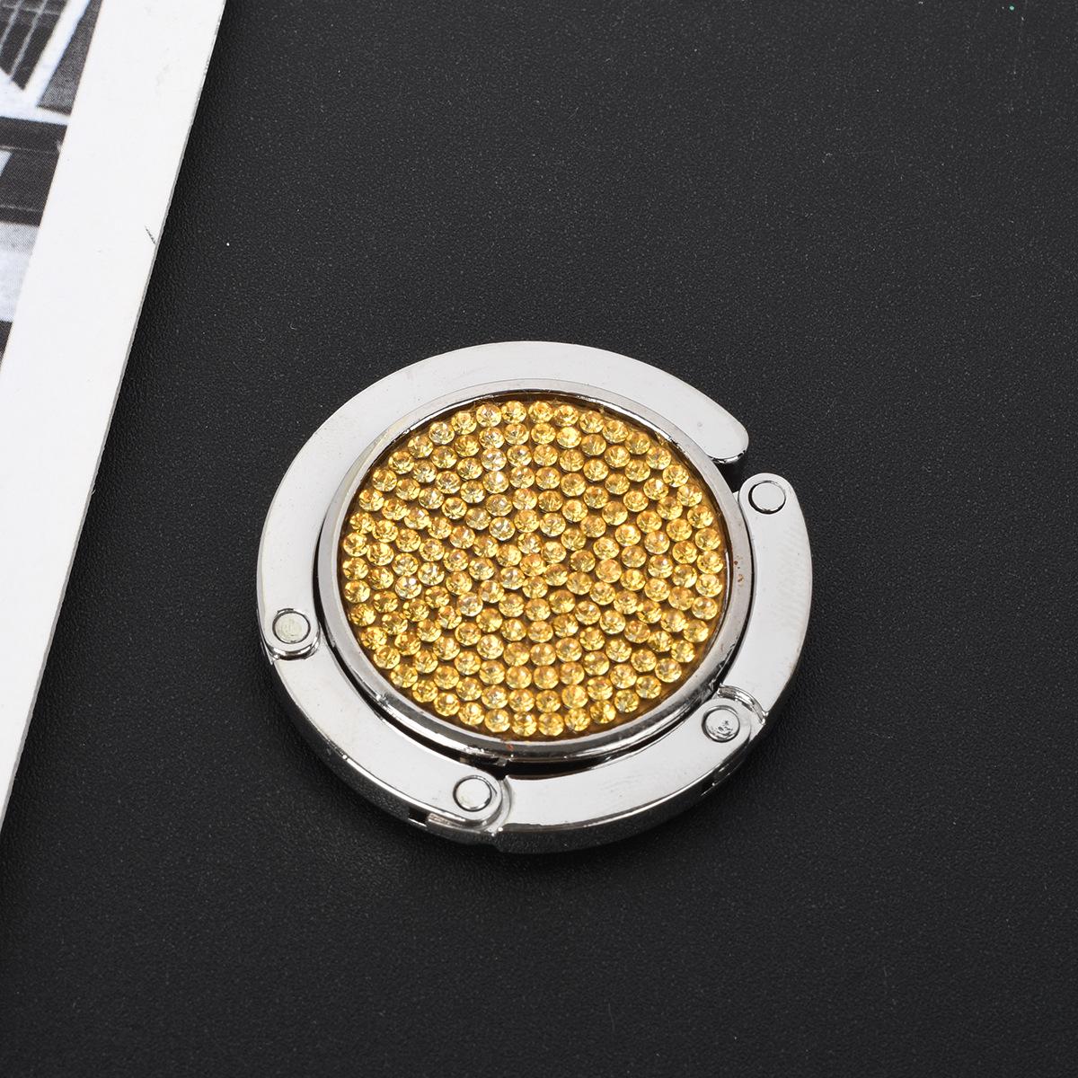 

Металлический бриллиантовый портативный складной крючок для сумки для стола жёлтый/алмаз