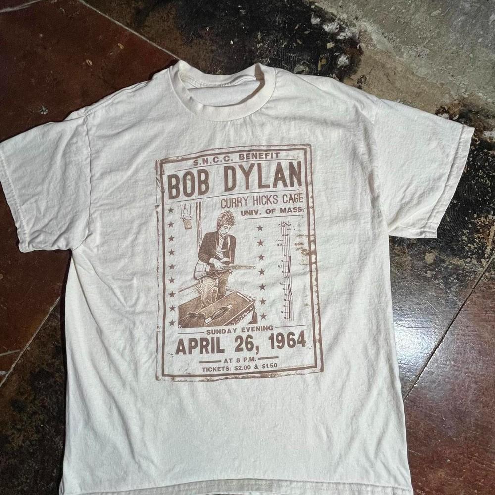 Vintage Bob Dylan rock tour short sleeve white color shirt KV37645 Unisex T-Shirt M