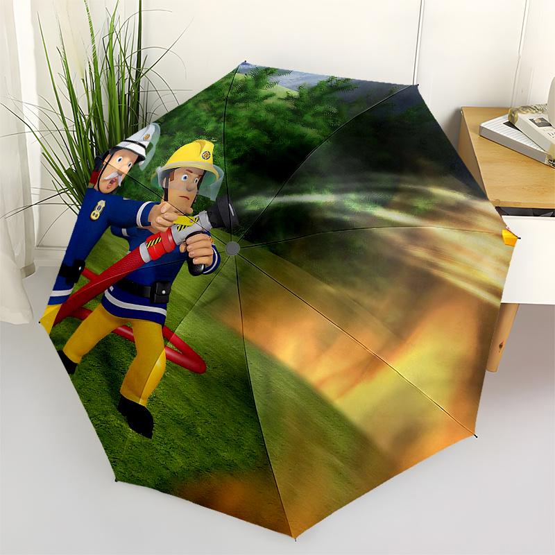 

Fireman Fire trucks Themed Travel Umbrella-8 Ribs Automatic Opening and Closing, Portable Folding Design, Compact and Stylish Umbrella Suita
