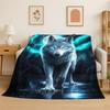 Fenrir Wolf Spirit Moon Dream Animal Flannel Blanket Soft Throw Blanket for Bedroom Living Room Bed Travel Camping Picnic Nap