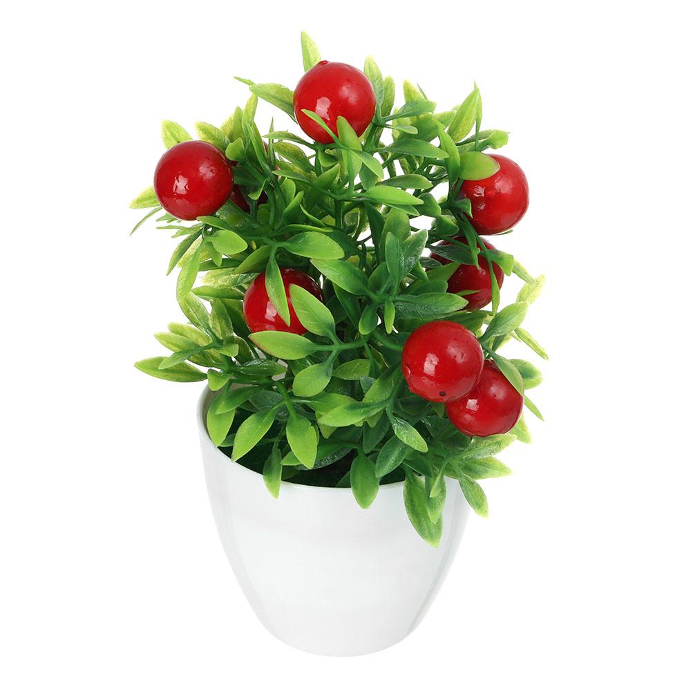 

NEW Multicolor Artificial Fruits Bonsai Pomegranate Chili Orange Berries Peach Fruit Tree potted Green Leaves Photo Props