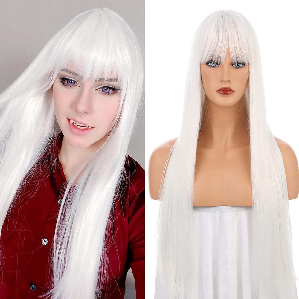Live Stream Popular Long Straight Wig With Full Bangs Heat Resistant Synthetic Hair Face Framing Design for Women