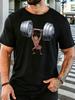Power Ant Weightlifting Barbell Cartoon Print Unisexs Crew Neck Short Sleeve Cotton T Shirt Fitness Loose Casual Male Daily Gym Top