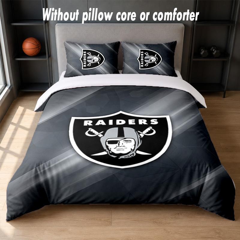 Set Biancheria da Letto Design Las Vegas Raiders 1 Copripiumino + 2 Federe Morbido Traspirante Biancheria da Letto per la Casa