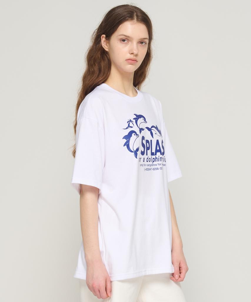 CARGOBROS FOR WOMAN Splash Dolphin Short Sleeve T-Shirt (White)