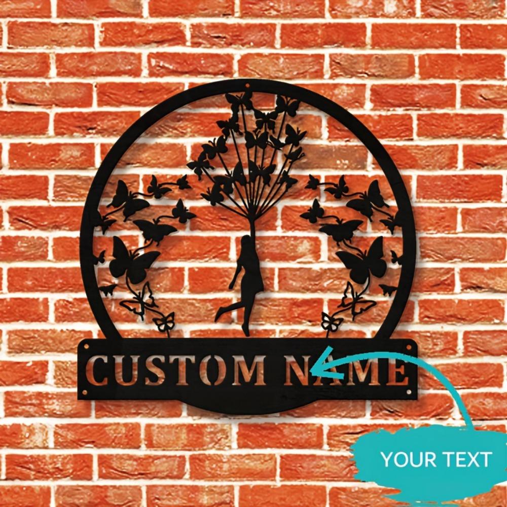 Metal Butterfly Wall Decor Personalized Sign Modern Home Art Hanging Sculpture Gift