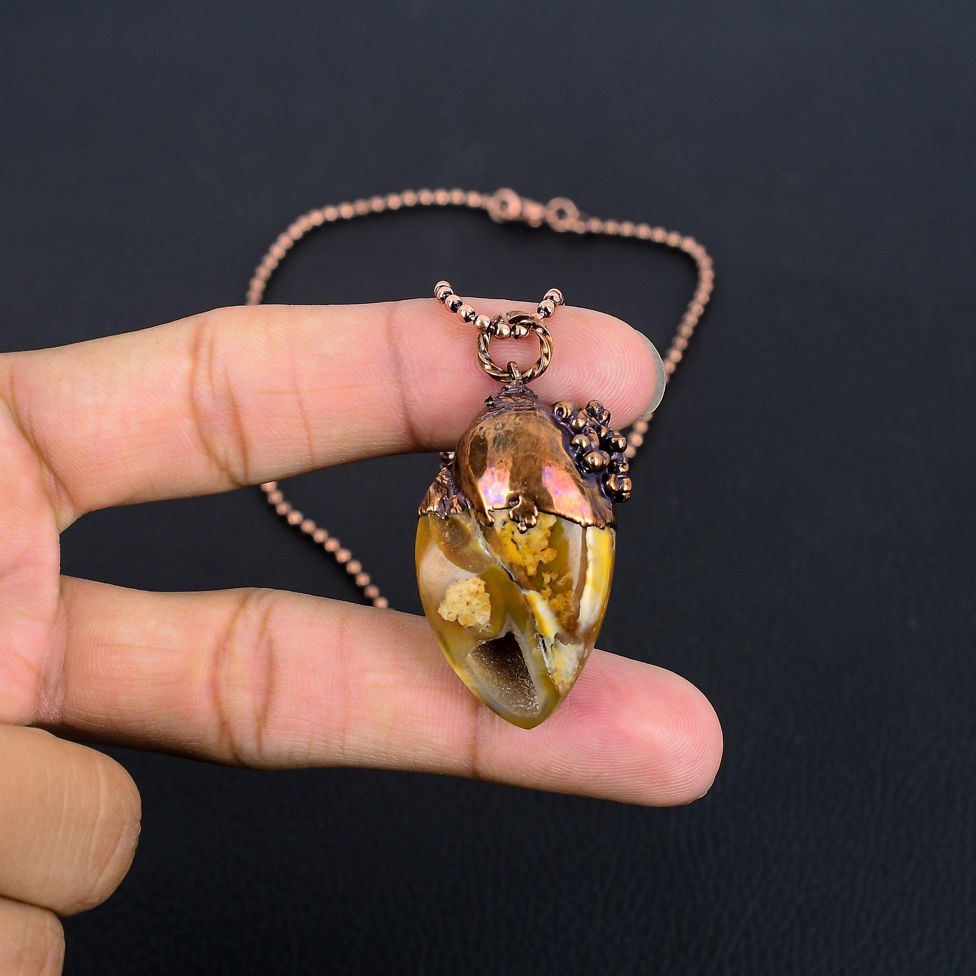 

Украшения из Ботсванского агата, Медный гальванопластический кулон, Украшения из драгоценных камней ручной работы, Подарки на свадьбу, Подвеска 2.55 Inches