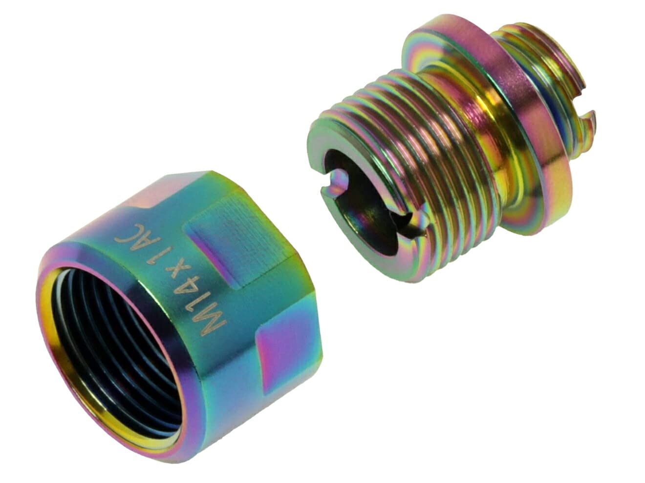 

COWCOW TECHNOLOGY A01 Адаптер глушителя Радужный (11 мм по часовой стрелке до 14 мм против часовой стрелки)