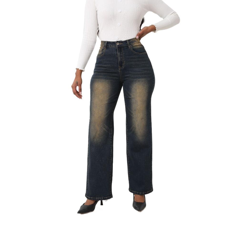 Neuer Stil Jeans Vintage Straight Locker Lässig Stilvoll Vielseitig Pendeln