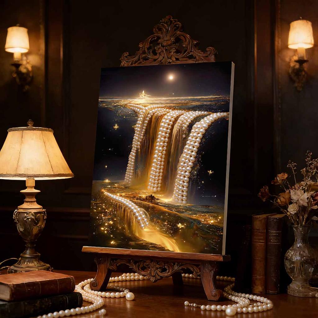 Kits de Arte de Cascada Río Estelar DIY con Perlas 15.7x19.6 pulgadas Kits de Arte de Gemas Pintura con Perlas Sin Marco para Adultos Idea de Regalo Decoración de Pared para el Hogar