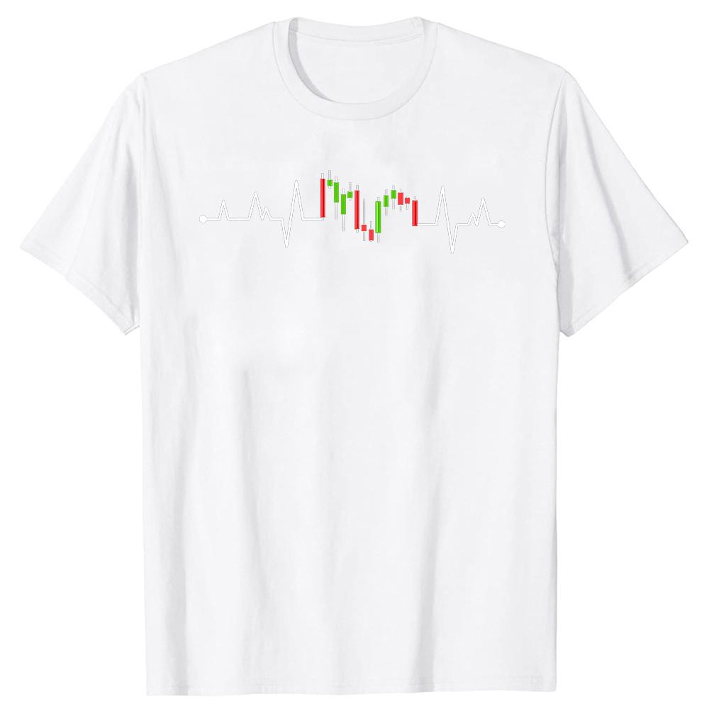 Day Trading Stock Exchange Share Price Heartbeat Trader Tshirts Men Print Loose Oversized Streetwear Hip Hop Unisex T Shirt