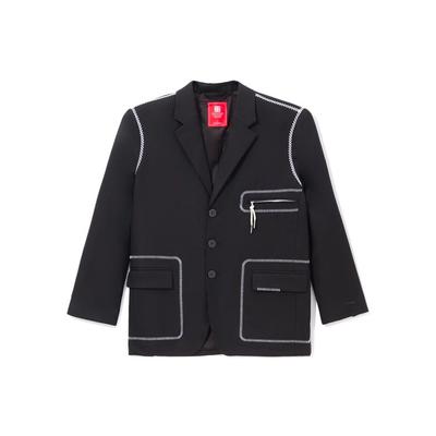 Li Ning Casual Lapel Multi-Pocket Suit Jacket Unisex Outerwear Black AFDR821-1