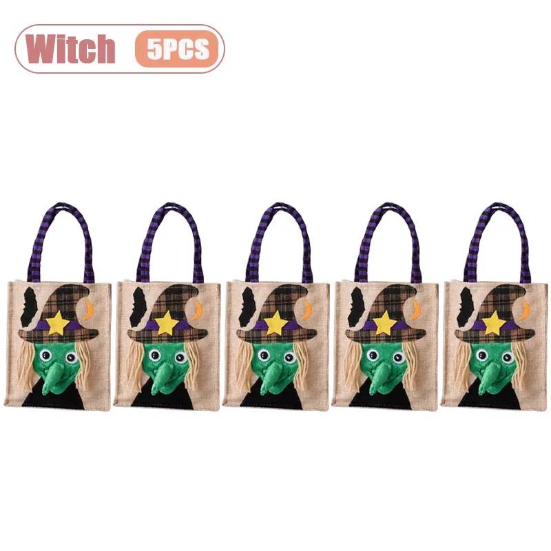 1-10PCS Halloween Treat Bags with Handles for Kids Candy Gift Supplies Party Favor Packaging Bag for Trick or Treat Decoration