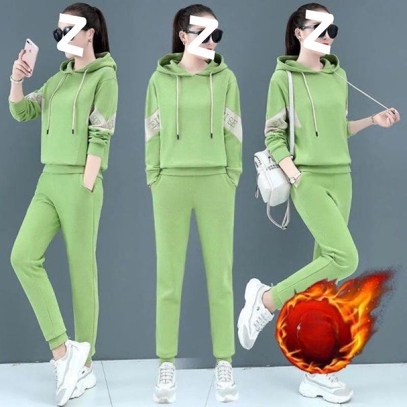 Fashionable Sports Casual Suit for Women in Autumn and Winter, Hooded Long-sleeved Loose Sweatshirt and Trousers Two-piece Set