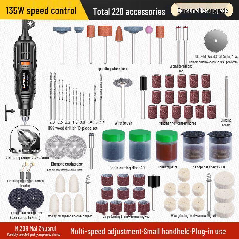 High-Power Handheld Electric Grinder: Wood Carving, Jade Polishing, and Small Drill Tool