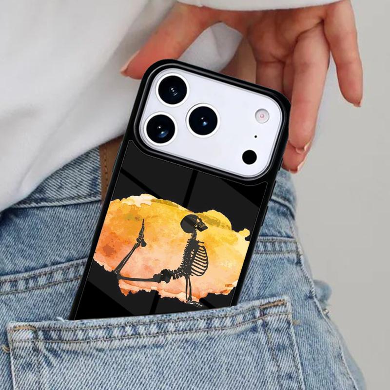 Skeleton Yoga Phone Case for iPhone 17ProMax 12 13 14 15 16e 17 Pro Max Plus Air Cover