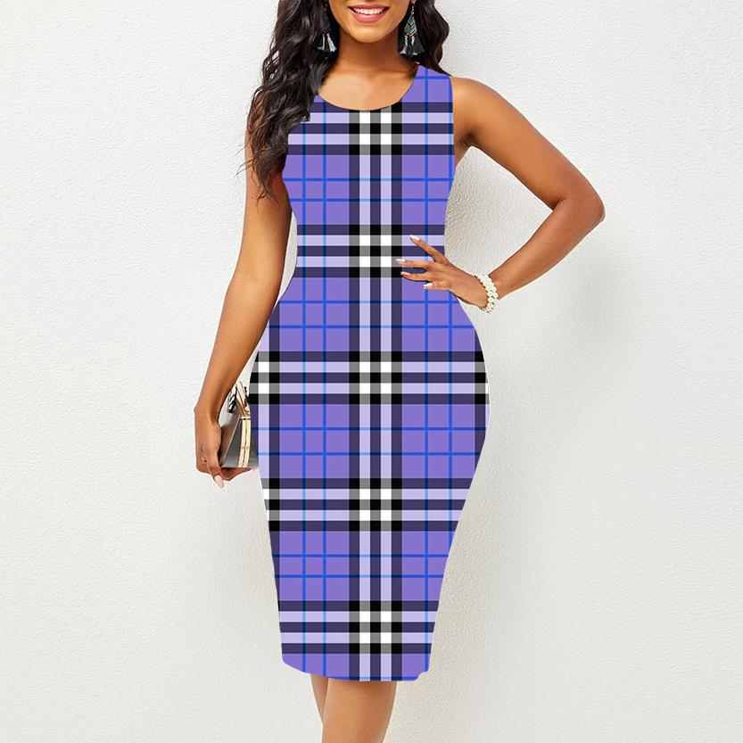 Women's Dress Sling Summer Colorful Large Square Print Dresses Tight Sleeveless Slim Fit Sexy Fashion Top Clothing