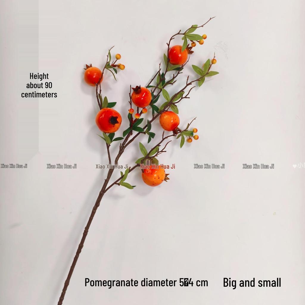 High-End Artificial Fruit Branch with Apples, Pomegranates, Oranges, Persimmons, and Lemons for Home Decor.