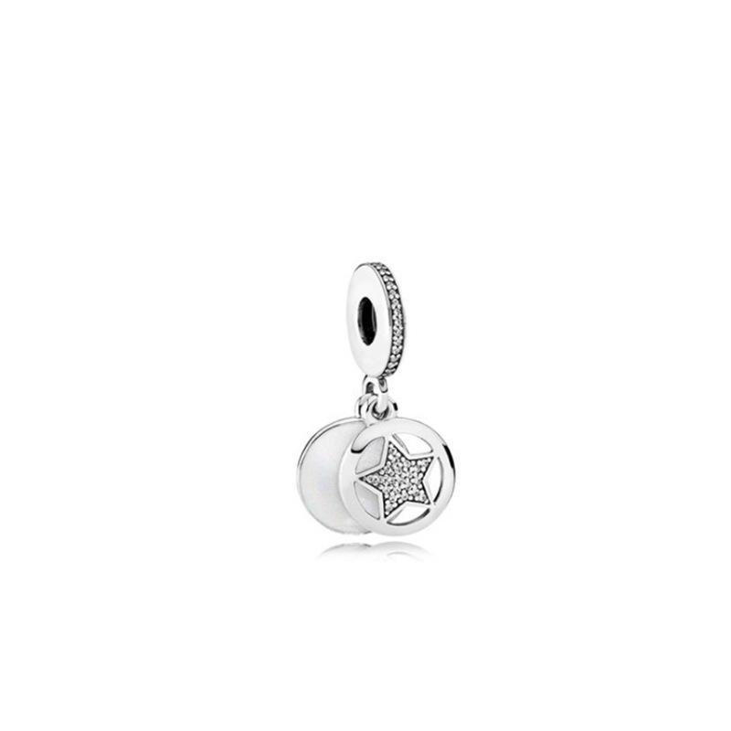 925 Sterling Silver Pink Friends Festive Love Clover Fashion Style Pendant DIY Jewelry