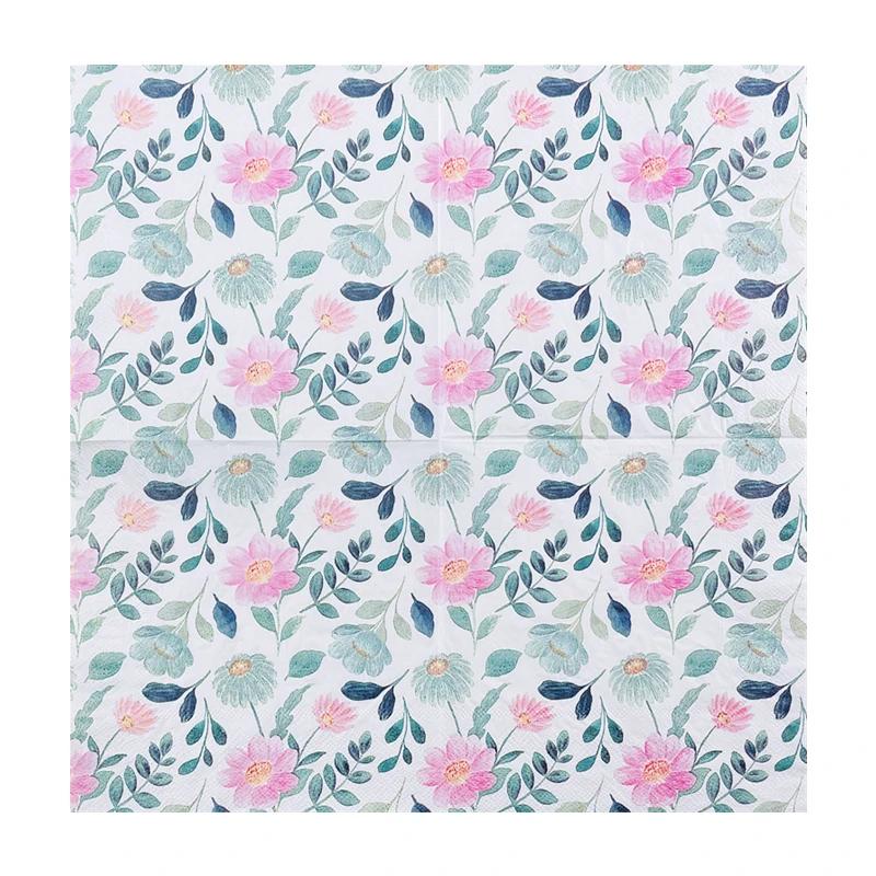 20 szt./opakowanie 33*33 cm 2-warstwowe jednorazowe serwetki imprezowe wzór kwiatowy