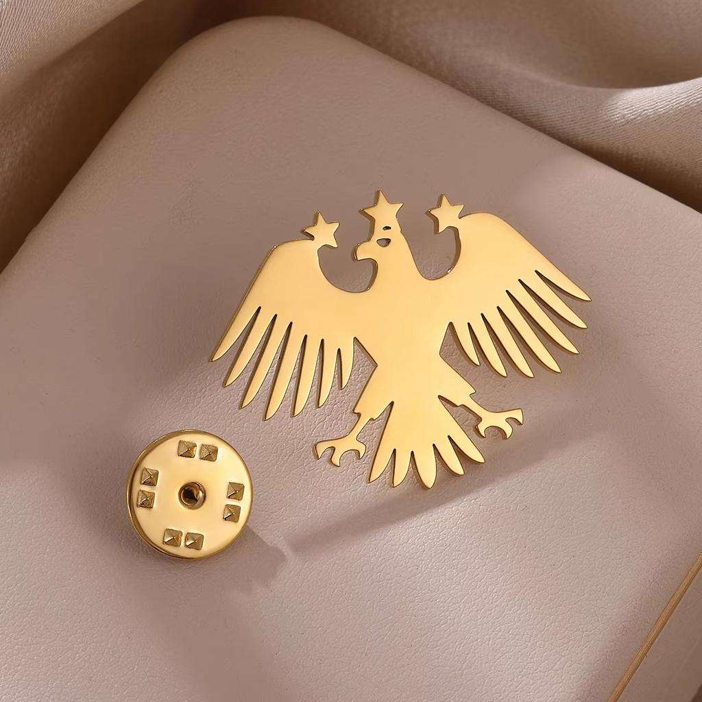 Punk Eagle Brooch For Women Men Stainless Steel Animals Emblem Geometric Brooch Pin Party Hypoallergenic Jewelry Gift