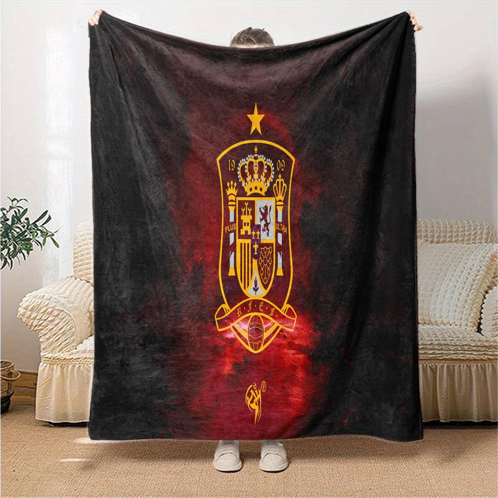 Coperta in Flanella con Stemma di Spagna, Poliestere Morbido, Design Moderno, Per Tutte le Stagioni per Campeggio, Viaggi, Regali per Feste o Compleanni
