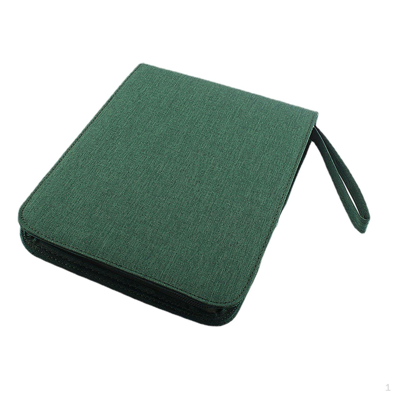 

Pen Case Canvas Organizer Bag Display Holder Zippered Pouch Sturdy Individual Slot Large Green 24 grid
