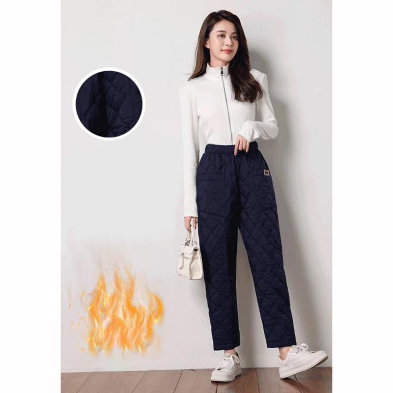 Dame Vinter Dunbukser Tykke Termiske Hverdagsbukser Snøring Elastisk Midje Joggebukse