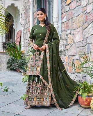 Party Wear Designer Chinon Silk Salwar Suit Palazzo Indian Women Bollywood Pakistani Dress