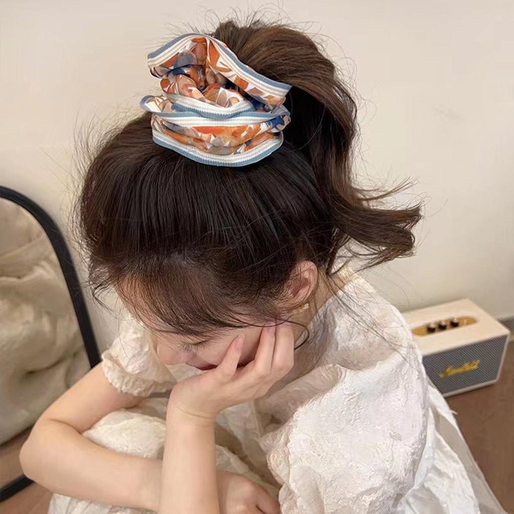Oversized Gentle Sweet Scrunchies Women Floral Hair Ties Hair Rope Ponytail Holder Elastic Rubber Band For Girls Hair Accessorie