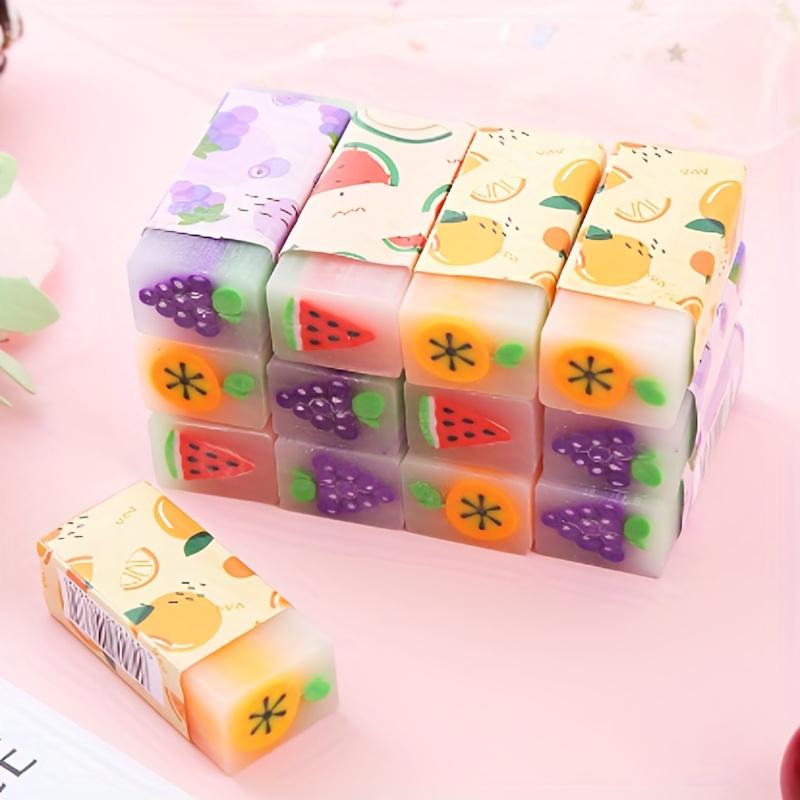12/32/36pcs Cute Erasers Wholesale Fruit Ball Dinosaur Fun Desk Pets Pencil Erasers for School Supplies Prize Gifts Party Favors