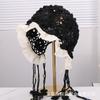 New tassel strap knitted hat Mori retro casual literary bracelet hollow flower bald hat sun protection and shading