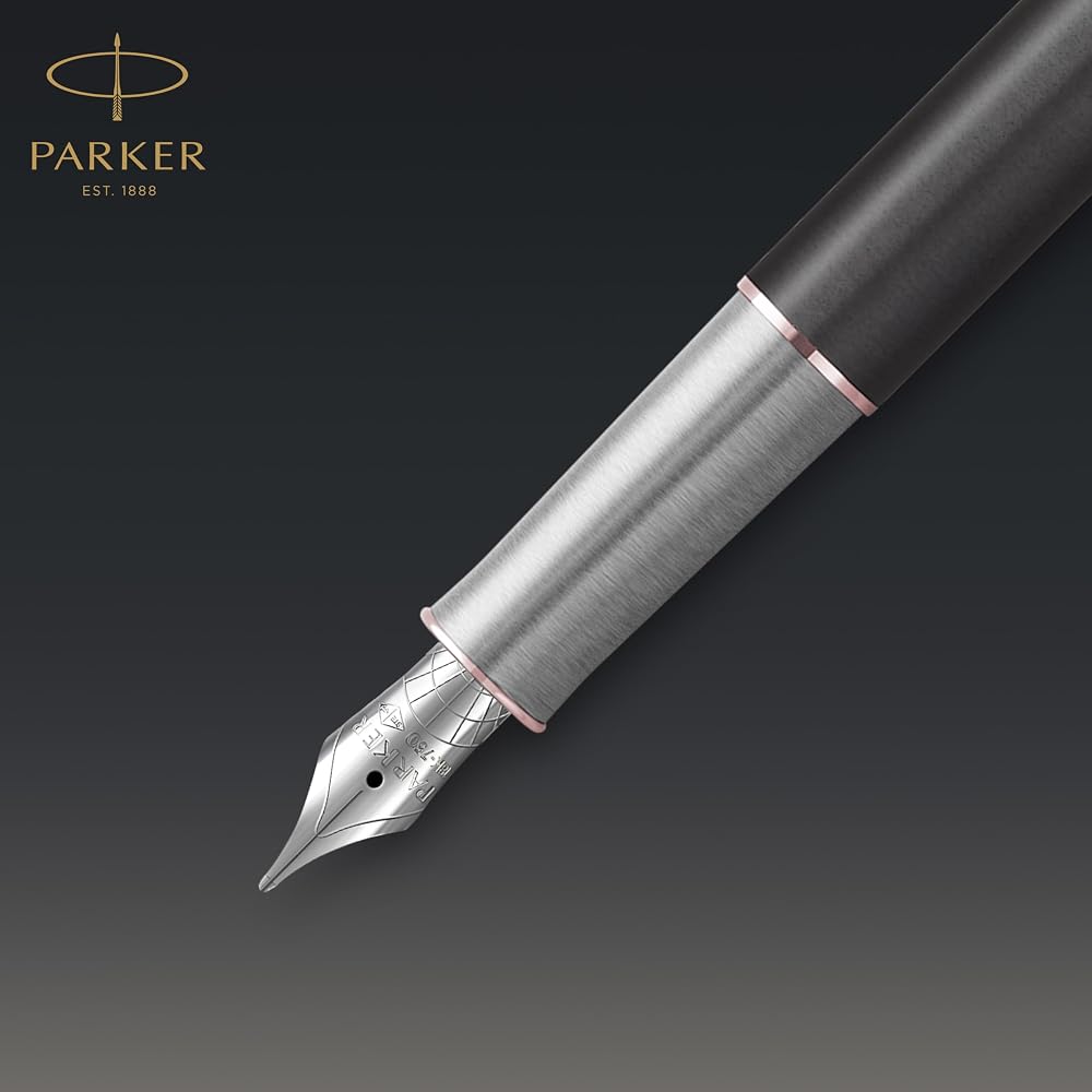 PARKER Parker Fountain Pen Sonnet Premium Metal & Gray PGT Fine 18K Gold Nib In Gift Box, Regular...