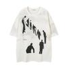 American Street Portrait Silhouette Short-sleeve T-shirt for Men, Summer Loose Trendy Brand Full of Dirt Dot Print Technique