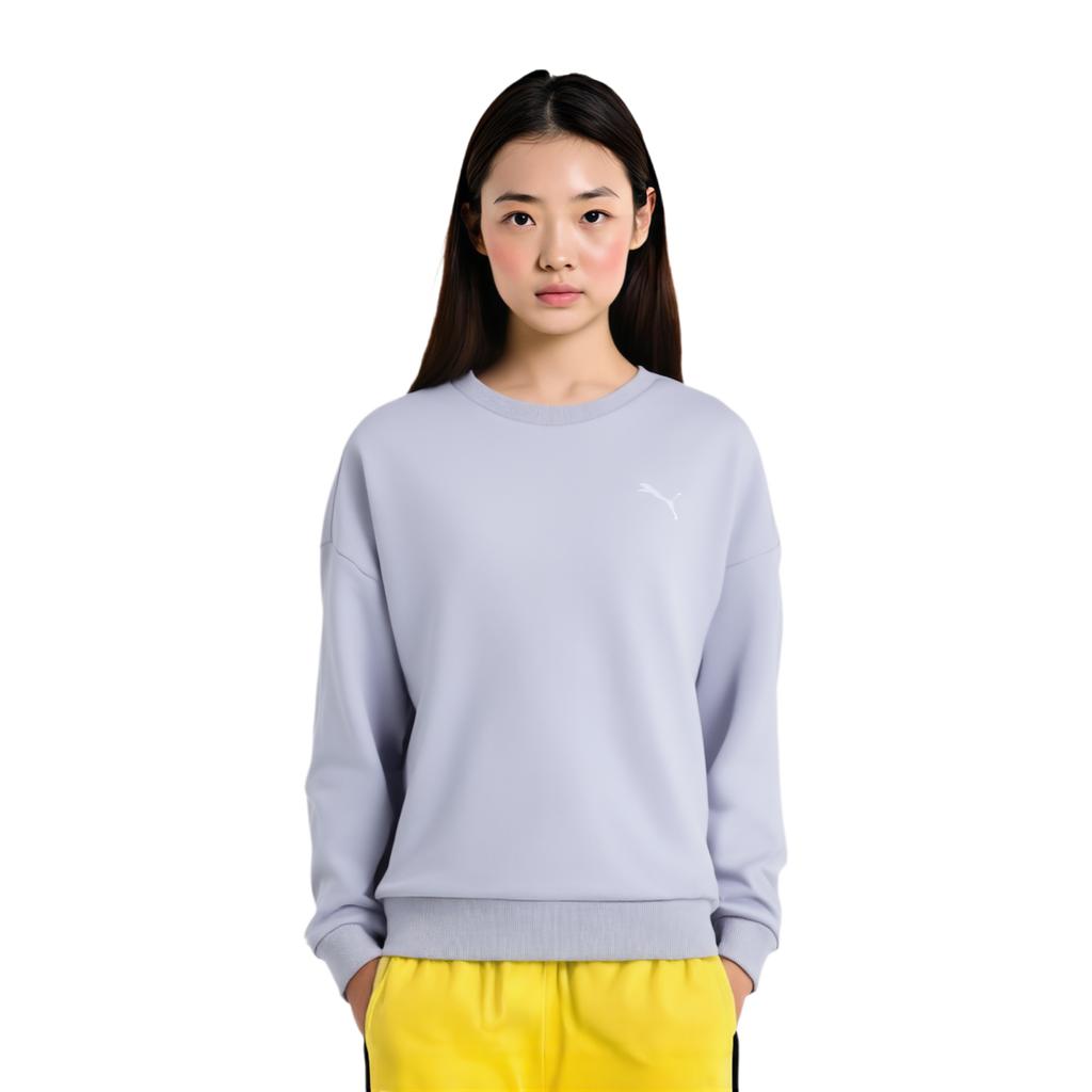 Puma Solid Color Casual Comfortable Crew Neck Pullover Long Sleeve Sweatshirt Women Sweatshirt Light-Purple 677225-61