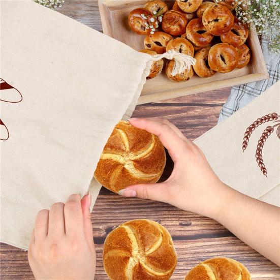 Yousheng Drawstring პურის ჩანთა მრავალჯერადი გამოყენებადი თეთრეულის პურის შესანახი ჩანთა ხელნაკეთი პურის პურის კონტეინერი გაუფერულებული საკვები მშრალი ხილის ჩანთა სამზარეულოს გაჯეტები