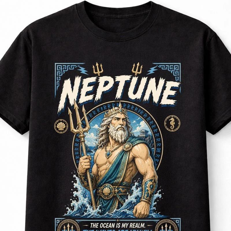 Neptune RoUnisex God Ocean Mythology Trident Graphic Unisex TShirt S