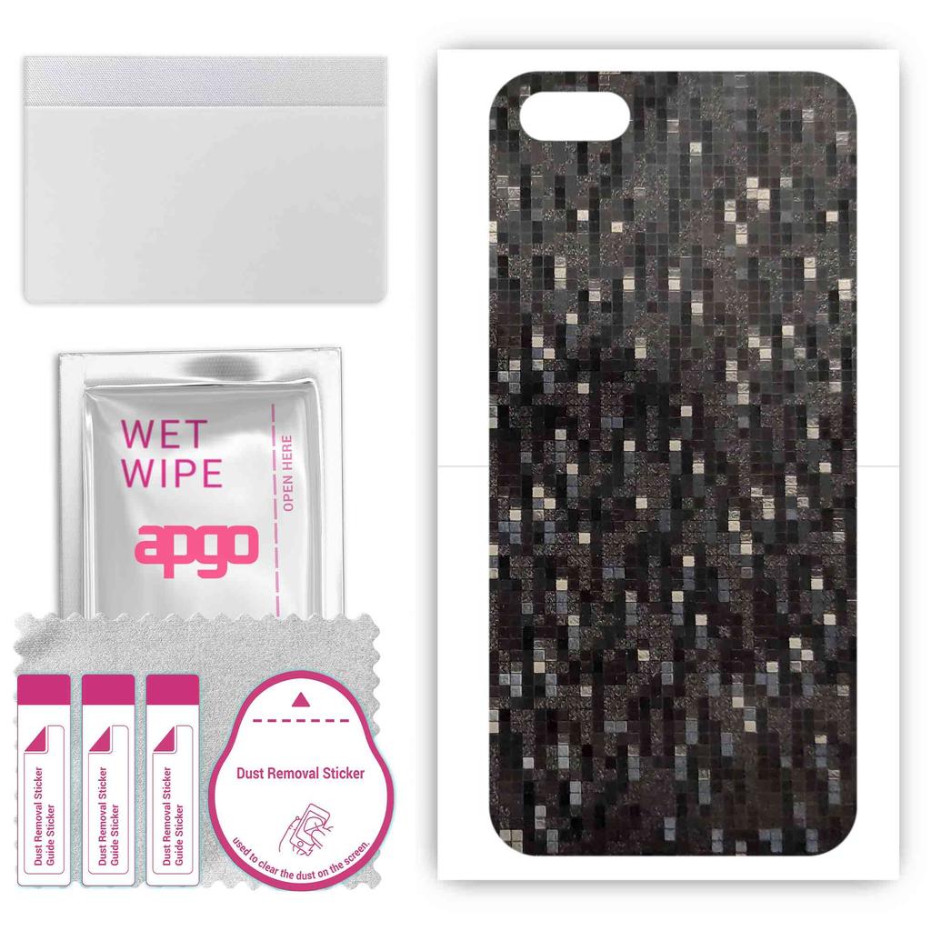 apgo Naklejka ochronna na tył kompatybilna z Huawei Y5 lite (2018), Folia do owijania, folia, winyl - wzór Carbon Black Pixel