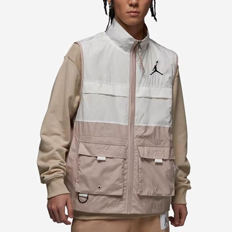 Jordan Stand Collar Zippered Utility Vest With Multiple Pockets Men Vest Sail FD4800-133