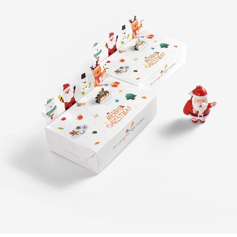 10Pcs Merry Christmas Kraft Paper Candy Cookie Box Santa Claus Snowman Christmas Tree Pattern Accompanied By Gifts for Children